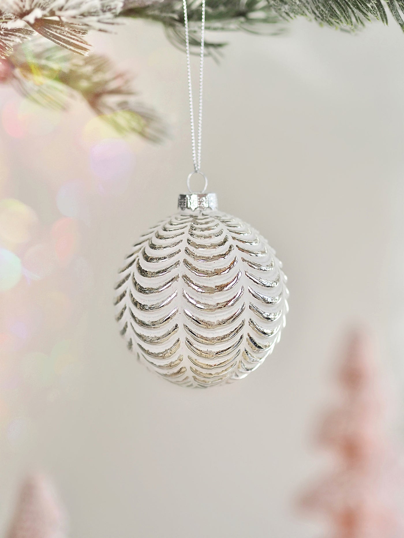 Silver Scalloped Bauble Ornament