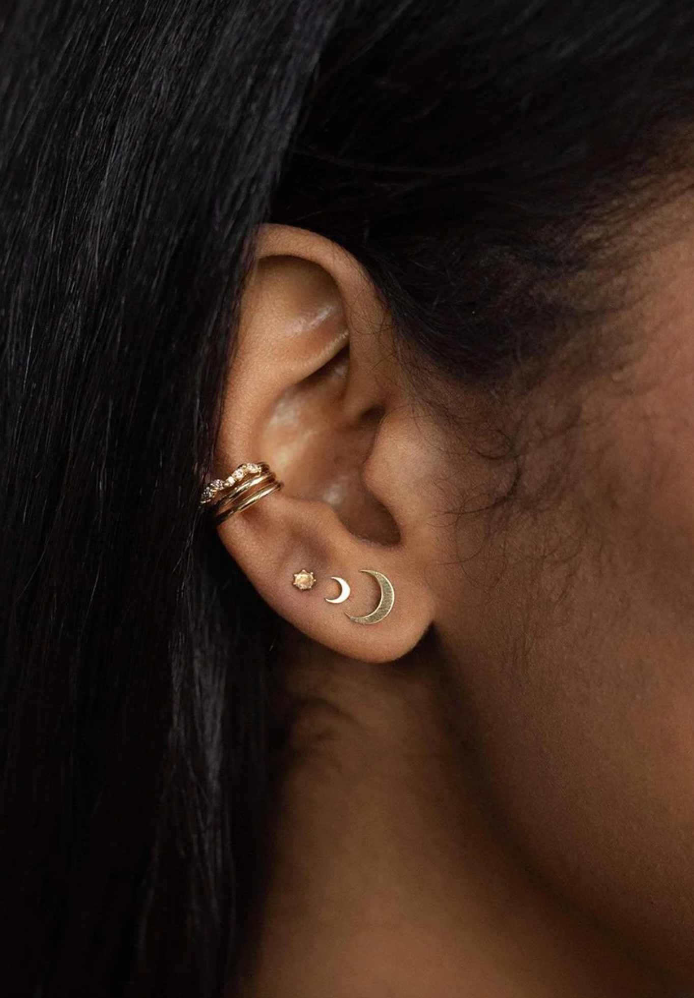 Everyday Crescent Moon Studs | Large