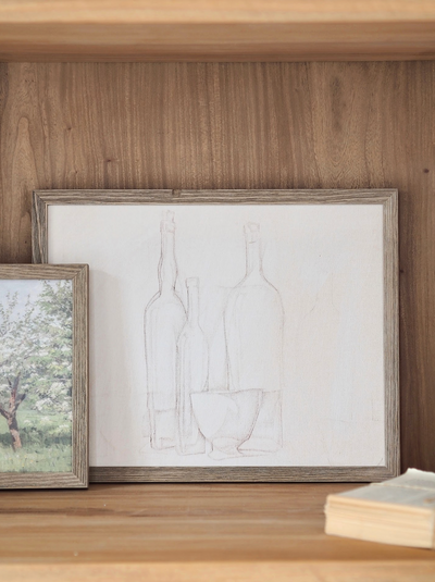 Bottles Sketch Framed Canvas Print | 11x14