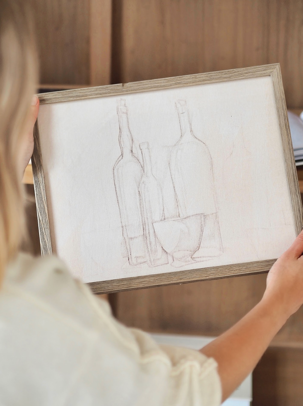 Bottles Sketch Framed Canvas Print | 11x14