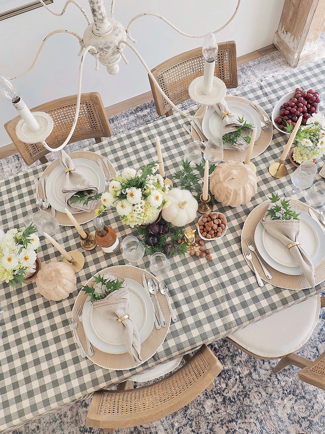 Somerset Gingham Olive Tablecloth