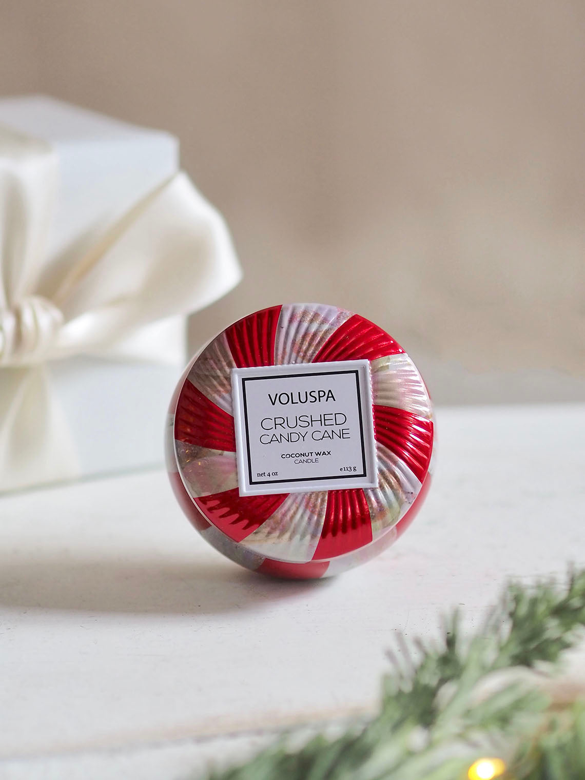 Crushed Candy Cane Mini Tin Candle