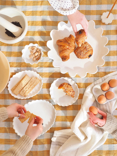 Gingham Yellow Linen Tablecloth