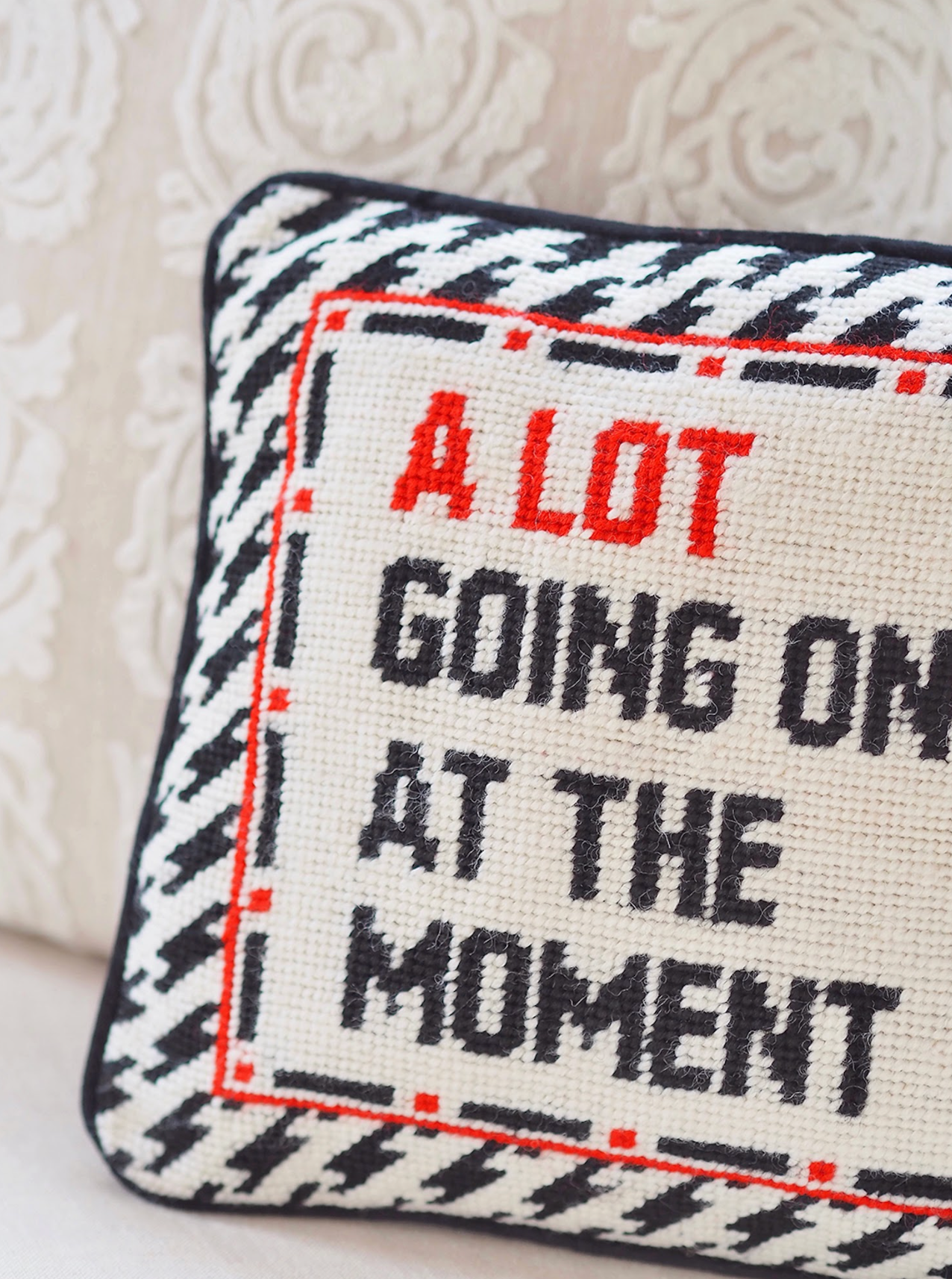 A Lot Going On Needlepoint Pillow | 11x11