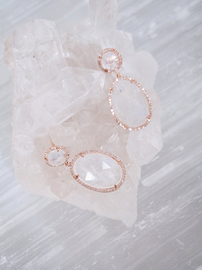 Nori Moonstone Earrings | 14K Rose Gold