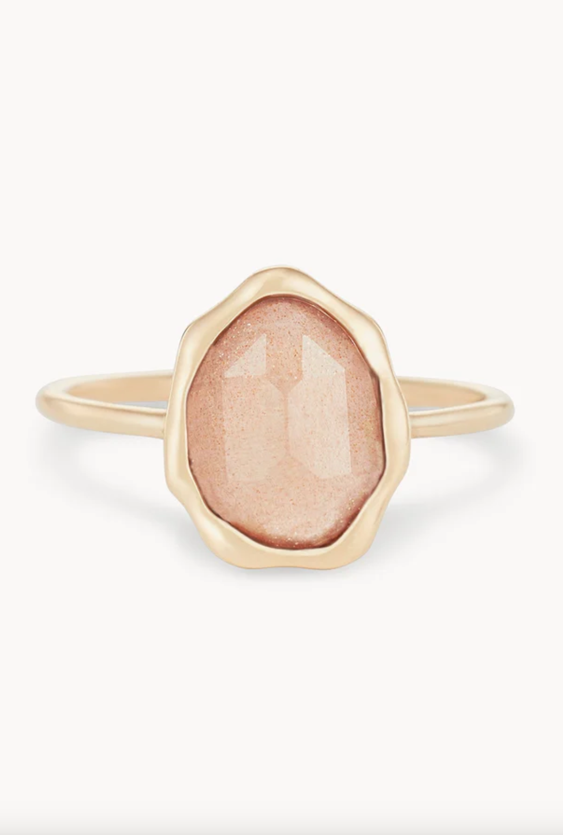 Peach Moonstone Mood Ring | 14K Gold