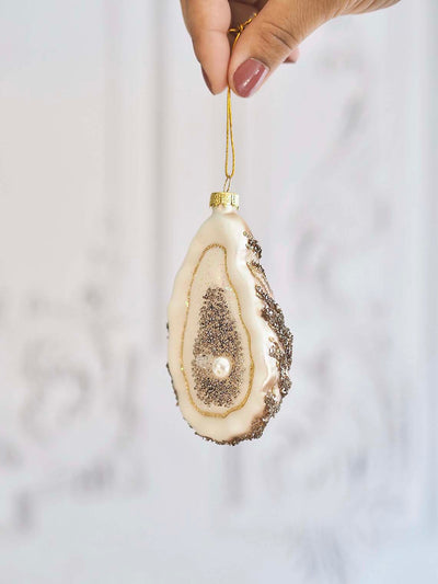 Glittery Oyster Ornament | Grey