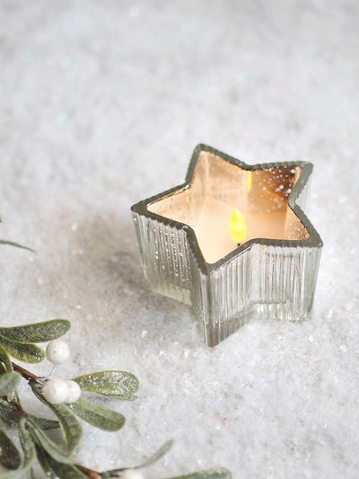 LED Silver Mercury Star Candle