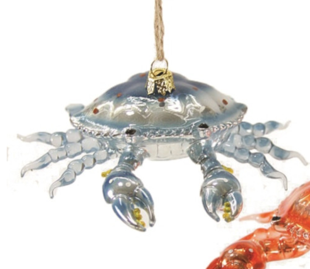 Blue Seaside Crab Ornament