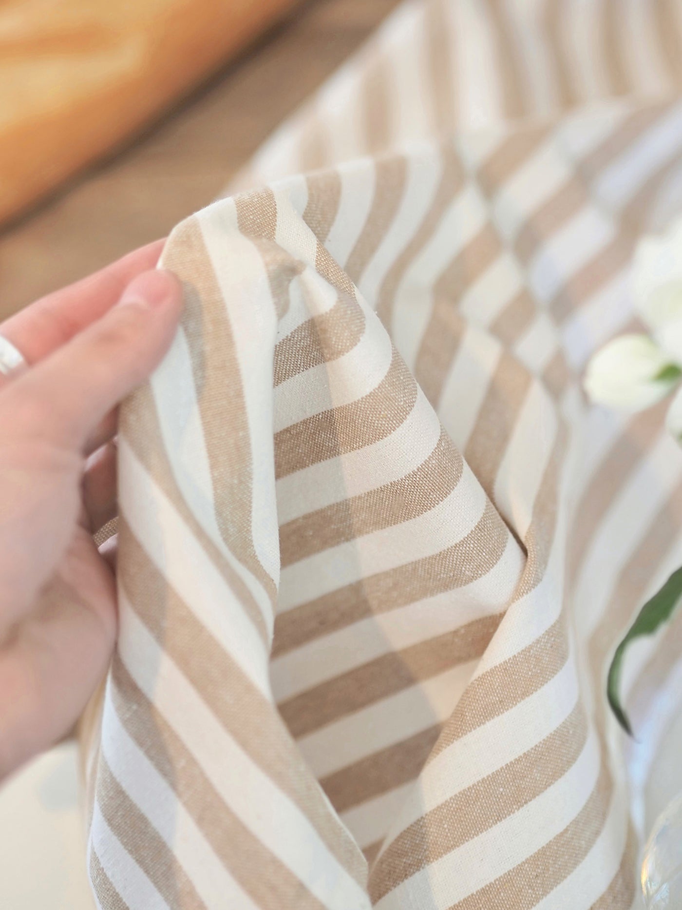 Lucia Sand Stripe Tea Towel