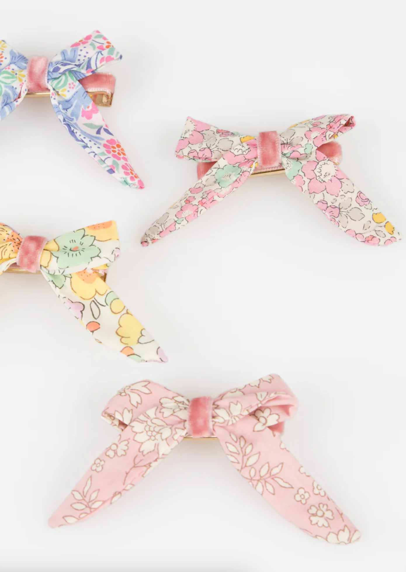 Floral Pattern Bow Hair Clips