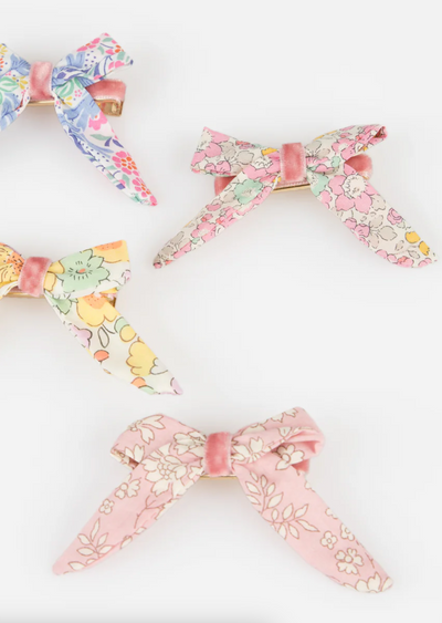 Floral Pattern Bow Hair Clips