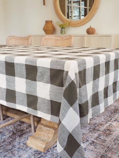 Salinas Gingham Olive Tablecloth