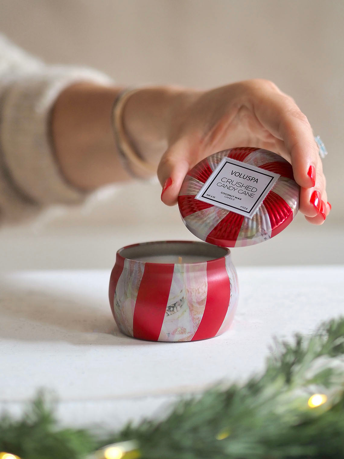 Crushed Candy Cane Mini Tin Candle