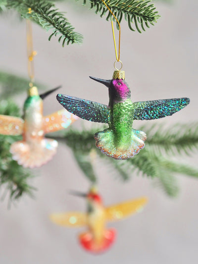 Green Glitter Hummingbird Ornament