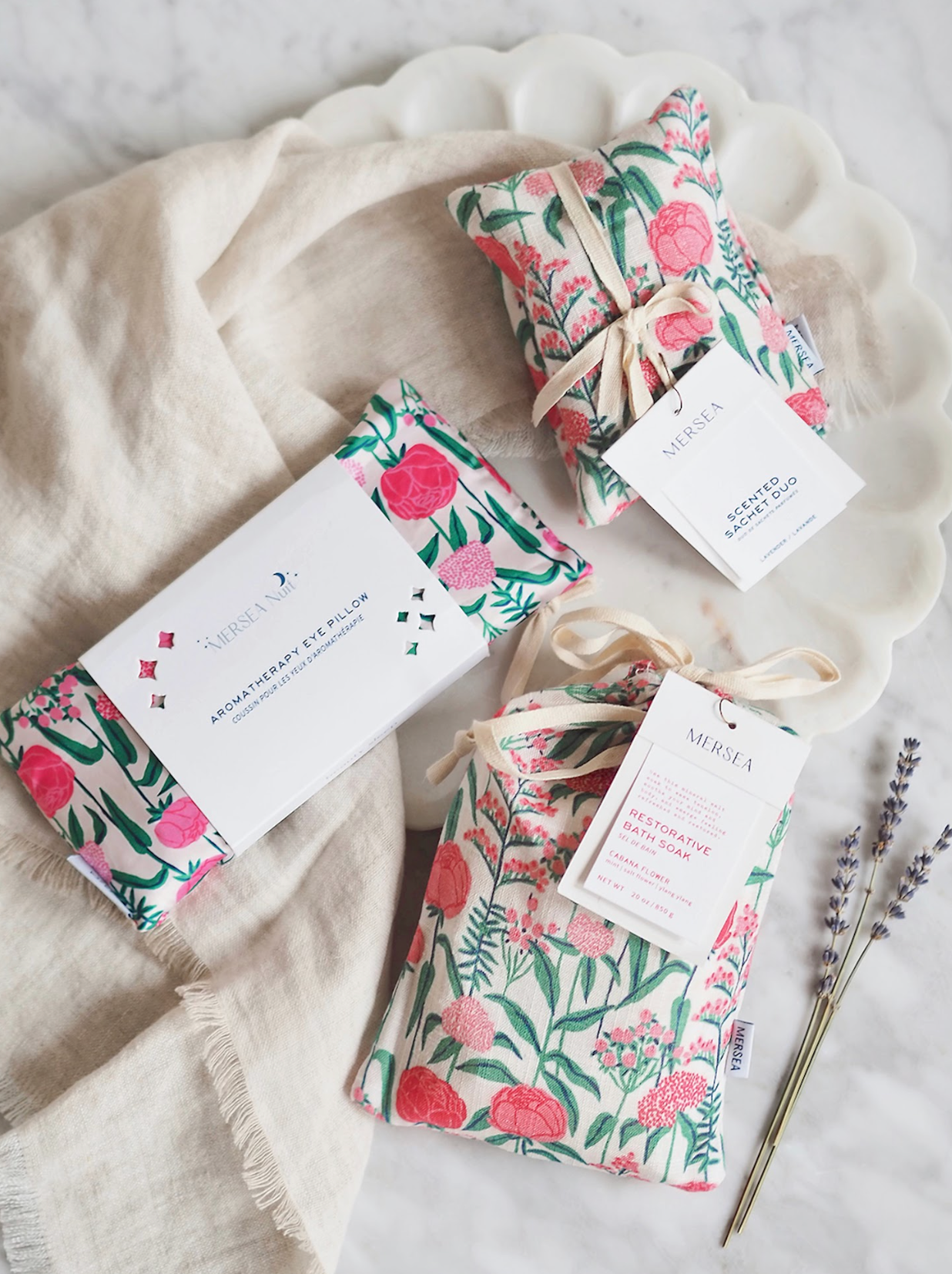 Peony Party Linen Sachet Set