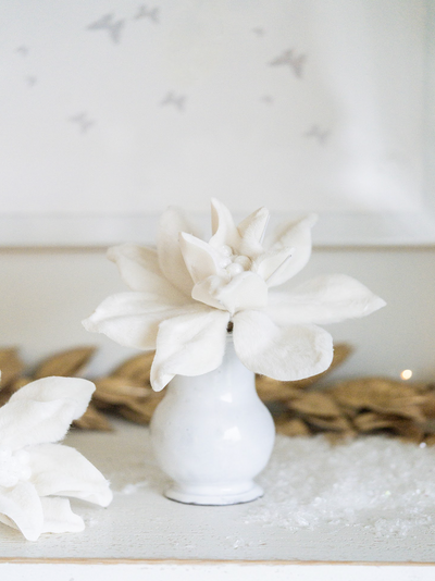 White Felt Poinsettia Stem