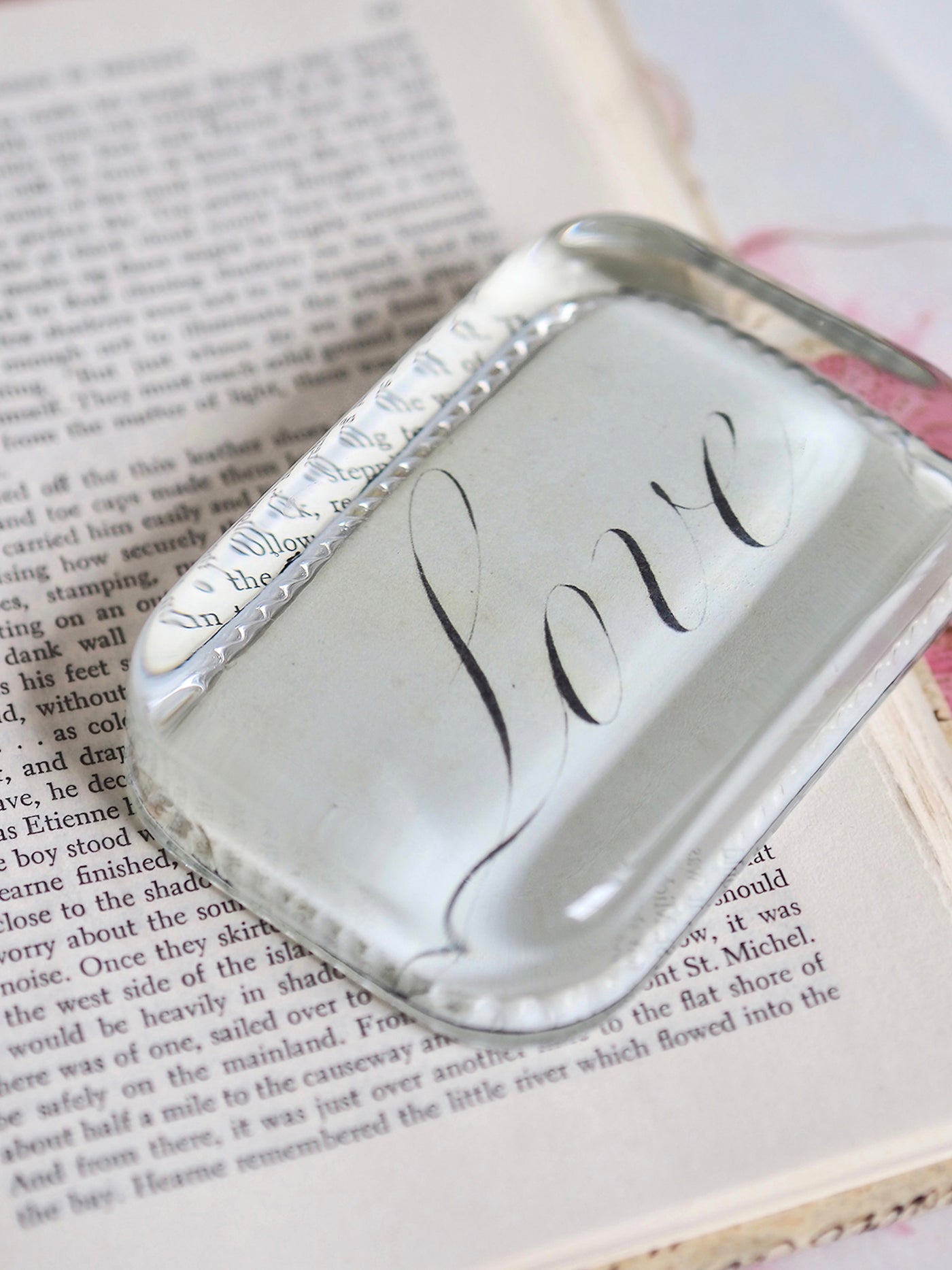 Love (Script) Dotted Edge Paperweight