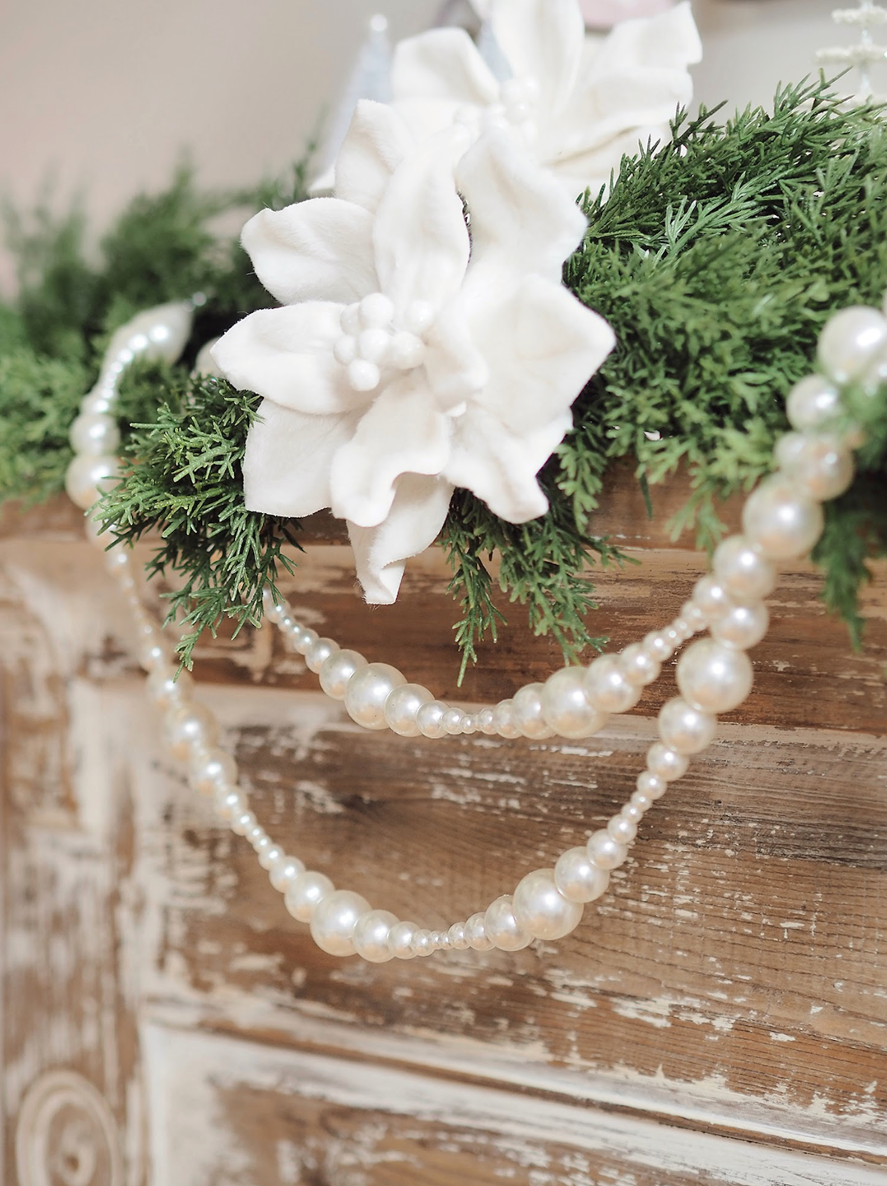 White Felt Poinsettia Stem