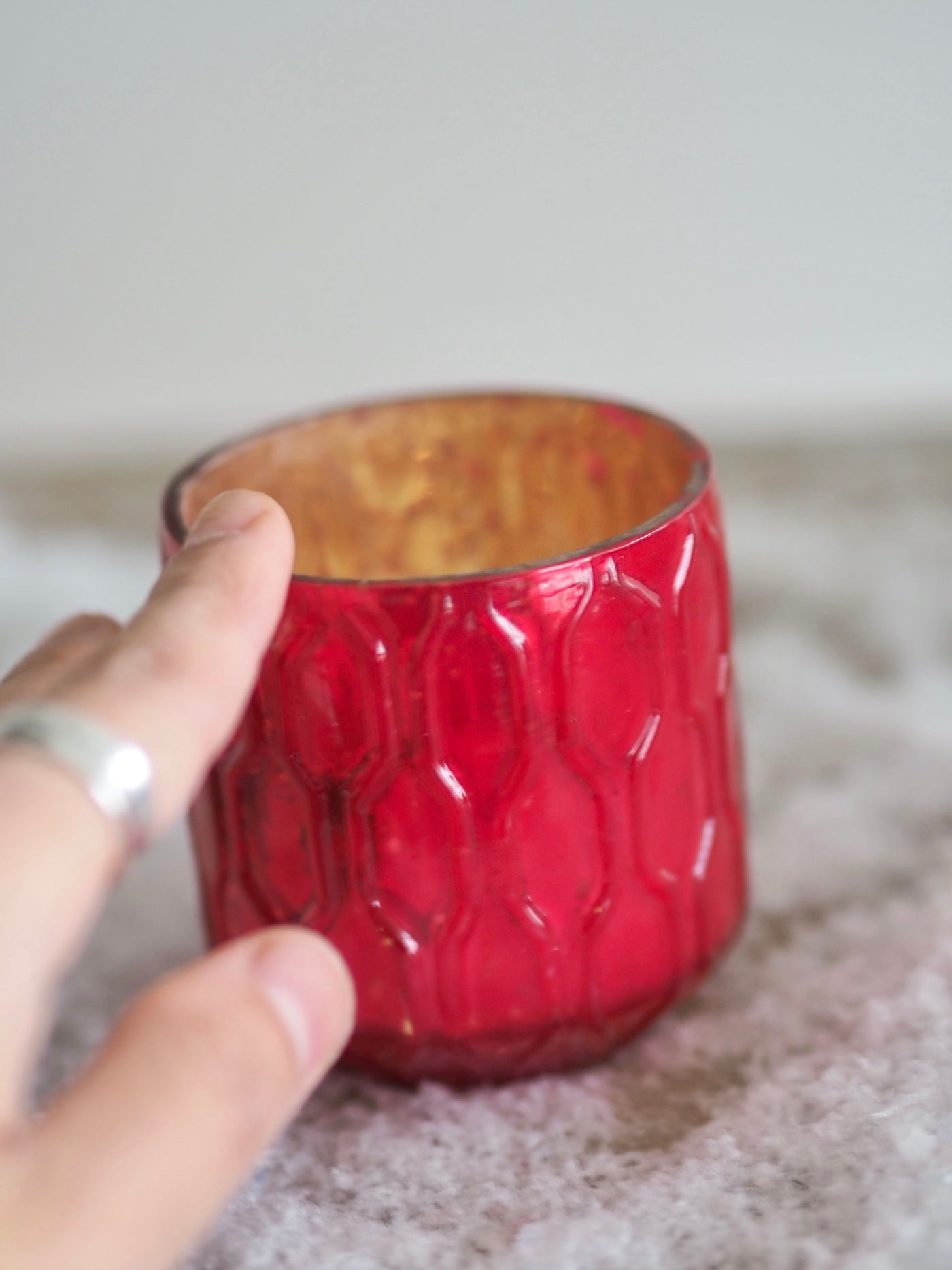 Red Geo Mercury Tealight Holder