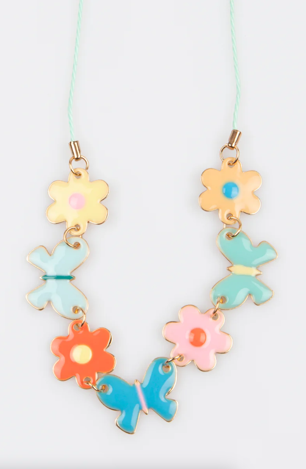 Butterflies & Flowers Enamel Charm Necklace