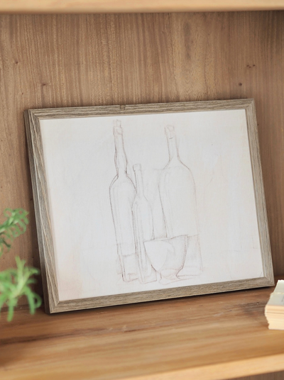 Bottles Sketch Framed Canvas Print | 11x14