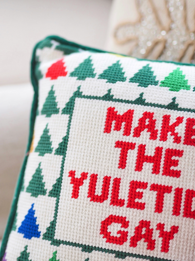 Make the Yuletide Gay Needlepoint Pillow | 11x11