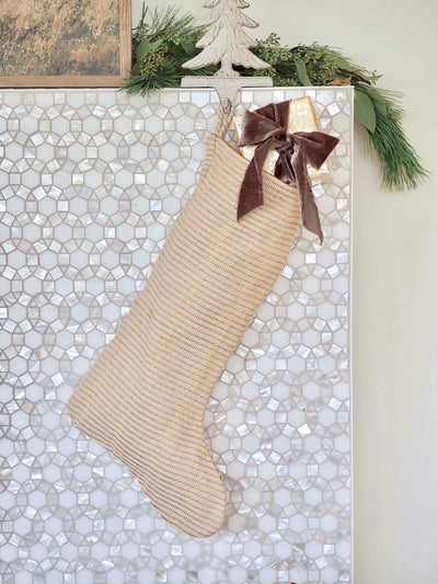 Noel Cream Striped Stocking