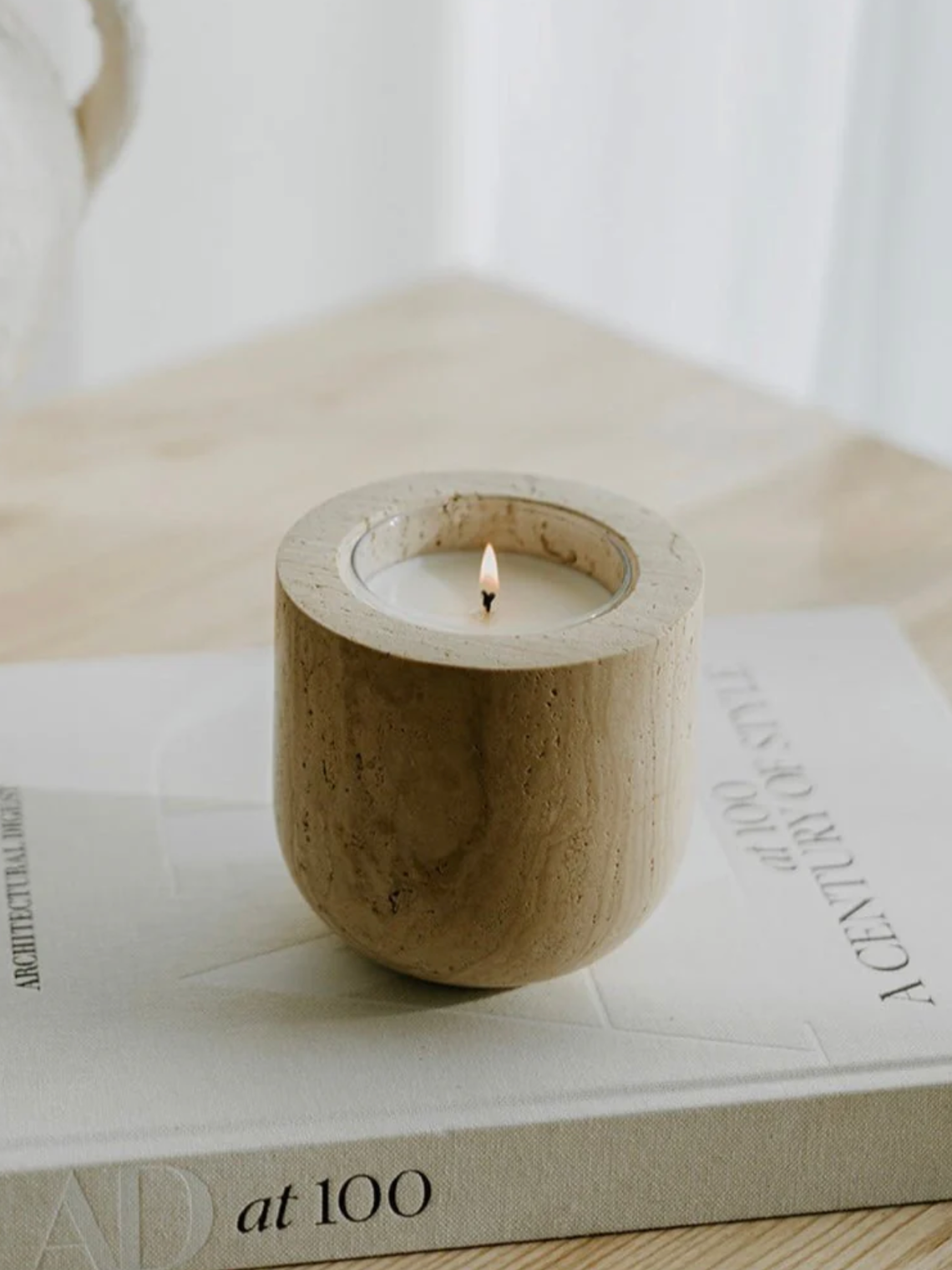 Beige Travertine Refillable Vessel