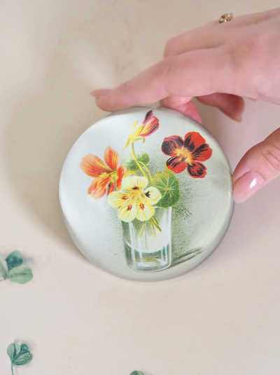 Glass of Nasturtium Dome Paperweight