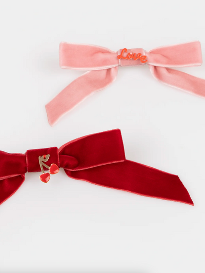 Velvet Bows With Charms Hair Clips