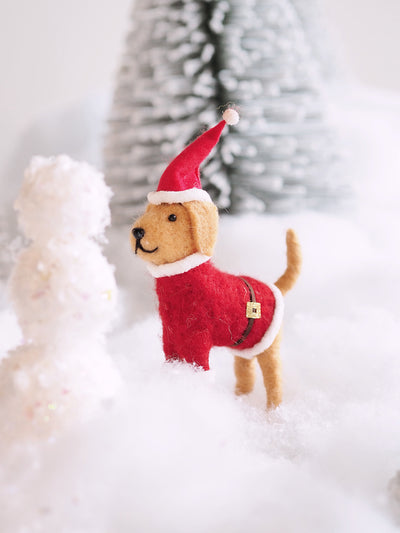 Milo in Santa Suit Dog Ornament