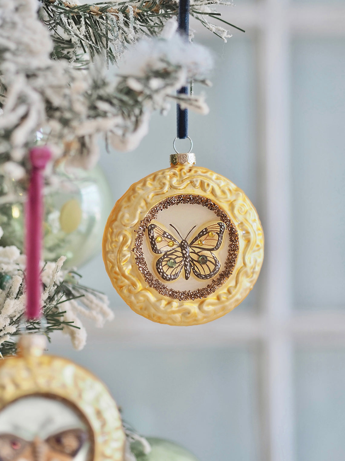 Framed Yellow Butterfly Ornament