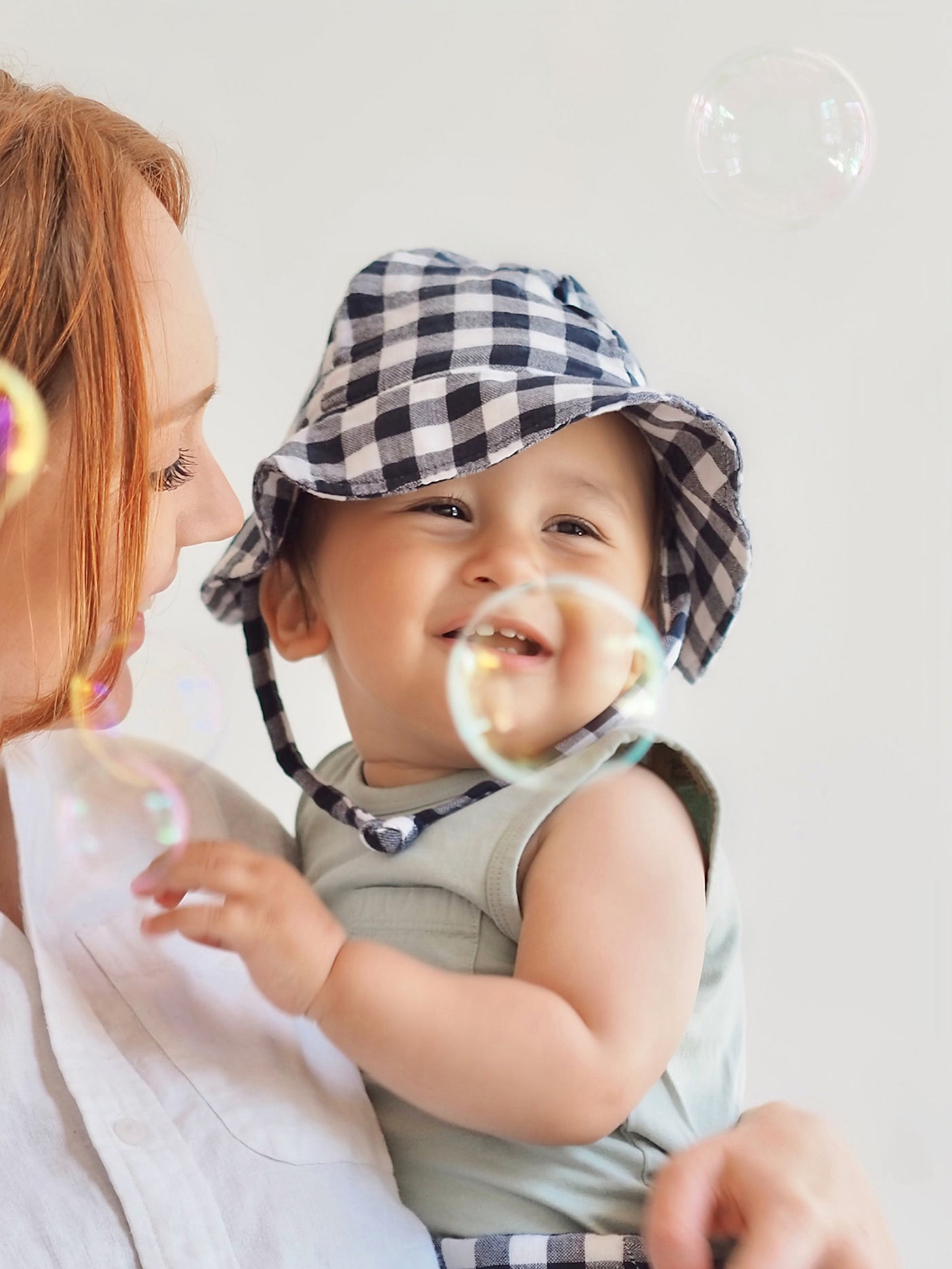 Navy Gingham Sunhat