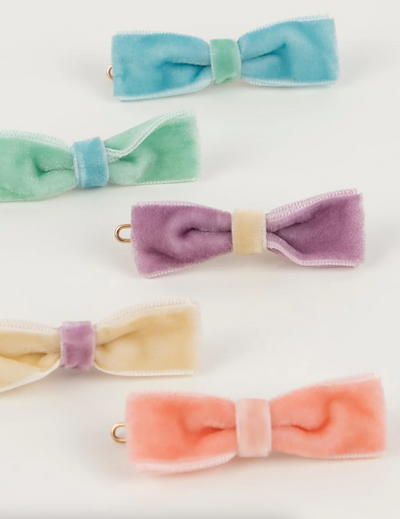 Pastel Velvet Mini Bow Clips