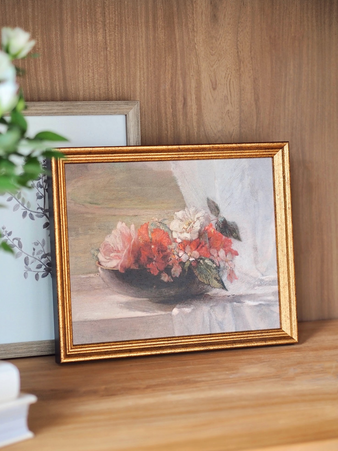 Flowers, Window Ledge Framed Canvas Print | 8x10