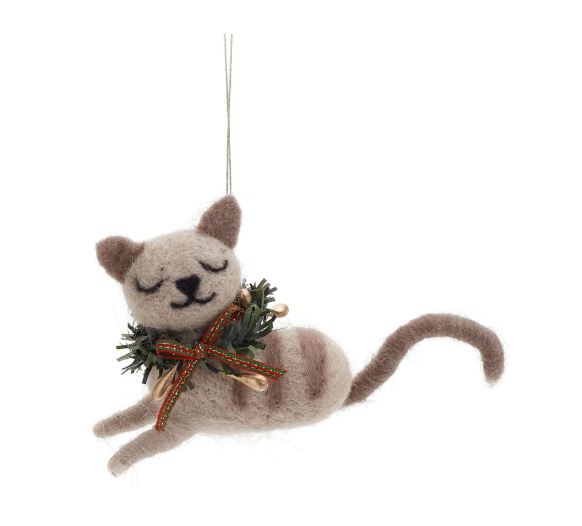 Festive Wreath Cat Ornament